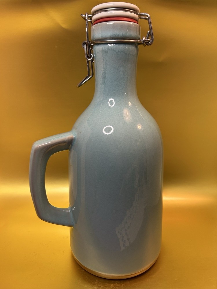 Stoneware Bottle Light Blue Vintage Antique, Heavy.