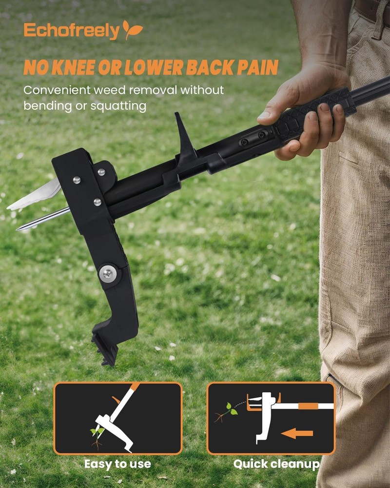 Weed Puller Tool - Adjustable 35"-46" Heavy Duty 4-Claw Stand-Up Weeder for Y...