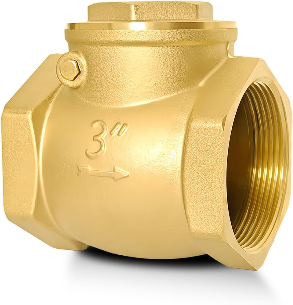 3" NPT Horizontal Check Valve, Brass Non Return Swing Check Valve to Prevent Wat