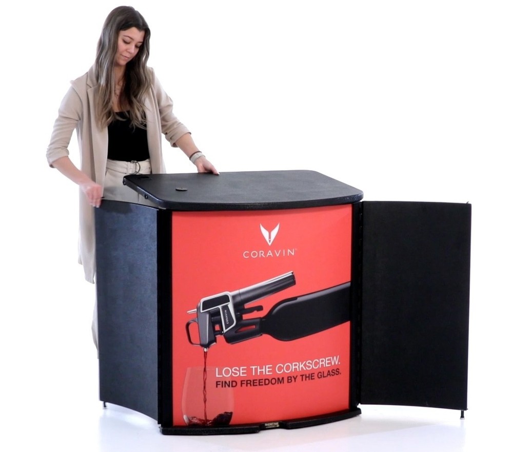 Premium Portable Table, built-in wheels, super durable, easy setup, folding bar