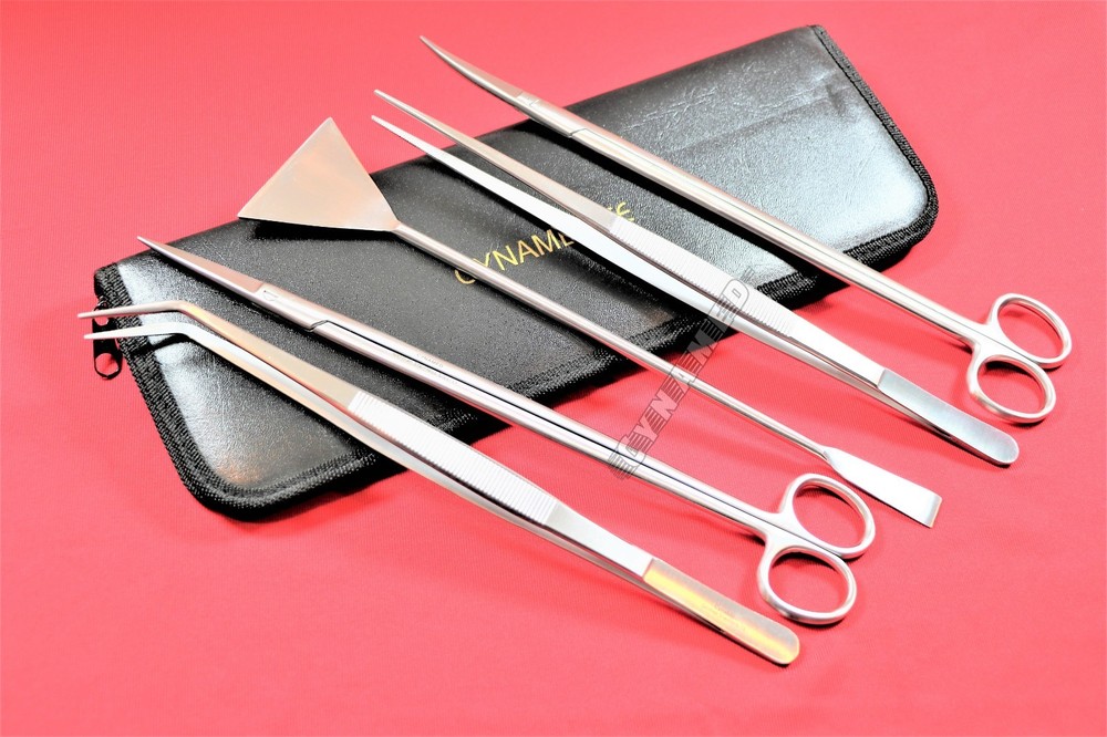 GERMAN FISH AQUARIUM CLEANING KIT STAINLESS 5PCS WITH POUCH BASIC TOOLS