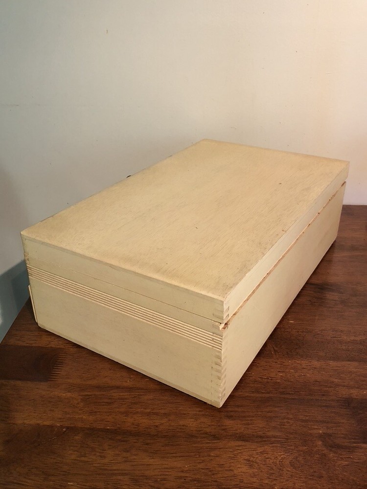 Mid century sterling silver case...Solid wood with elegant dovetail construction