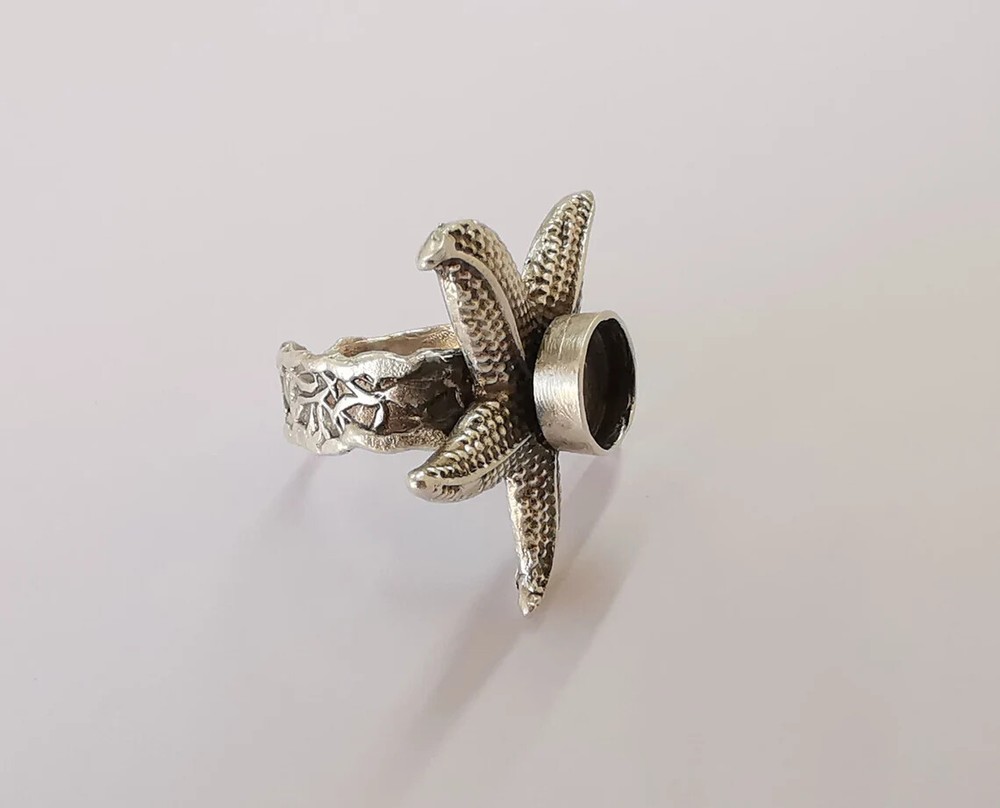 Starfish Ring Blank base bezel settings cabochon mountings Adjustable G25839