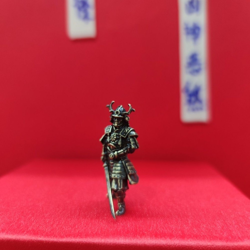 1PC Black Solid Bronze Slash Samurai Ancient Soldier Statue Piece Crafts New