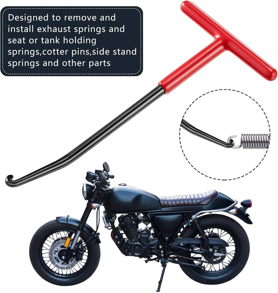 Durable Red Exhaust Spring Hook Tools - 2-Piece Set for Easy Motorcycle Repairs