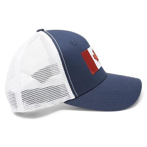 Canada Flag Hat - Snapback Trucker Mesh Baseball Cap(Navy/White)