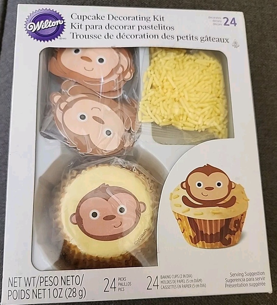 Wilton MONKEY Cupcake Decorating Kit NEW for 24 Cupcakes