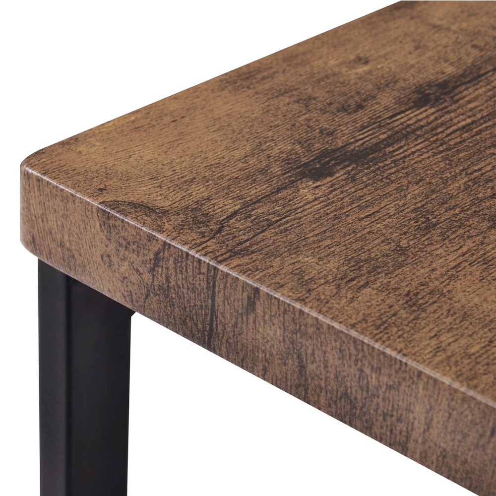 Dining Table Set with 3 Stools Pub Kitchen Set Side Table with Footrest Brown