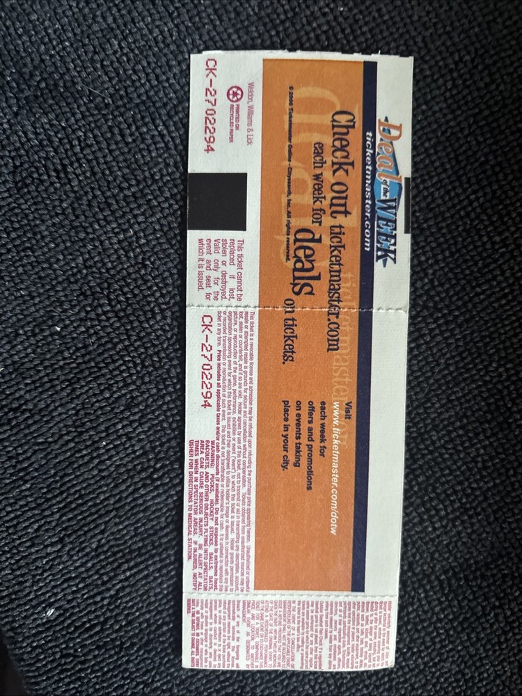 Eric Clapton Ticket August 18, 2001 Staples Center
