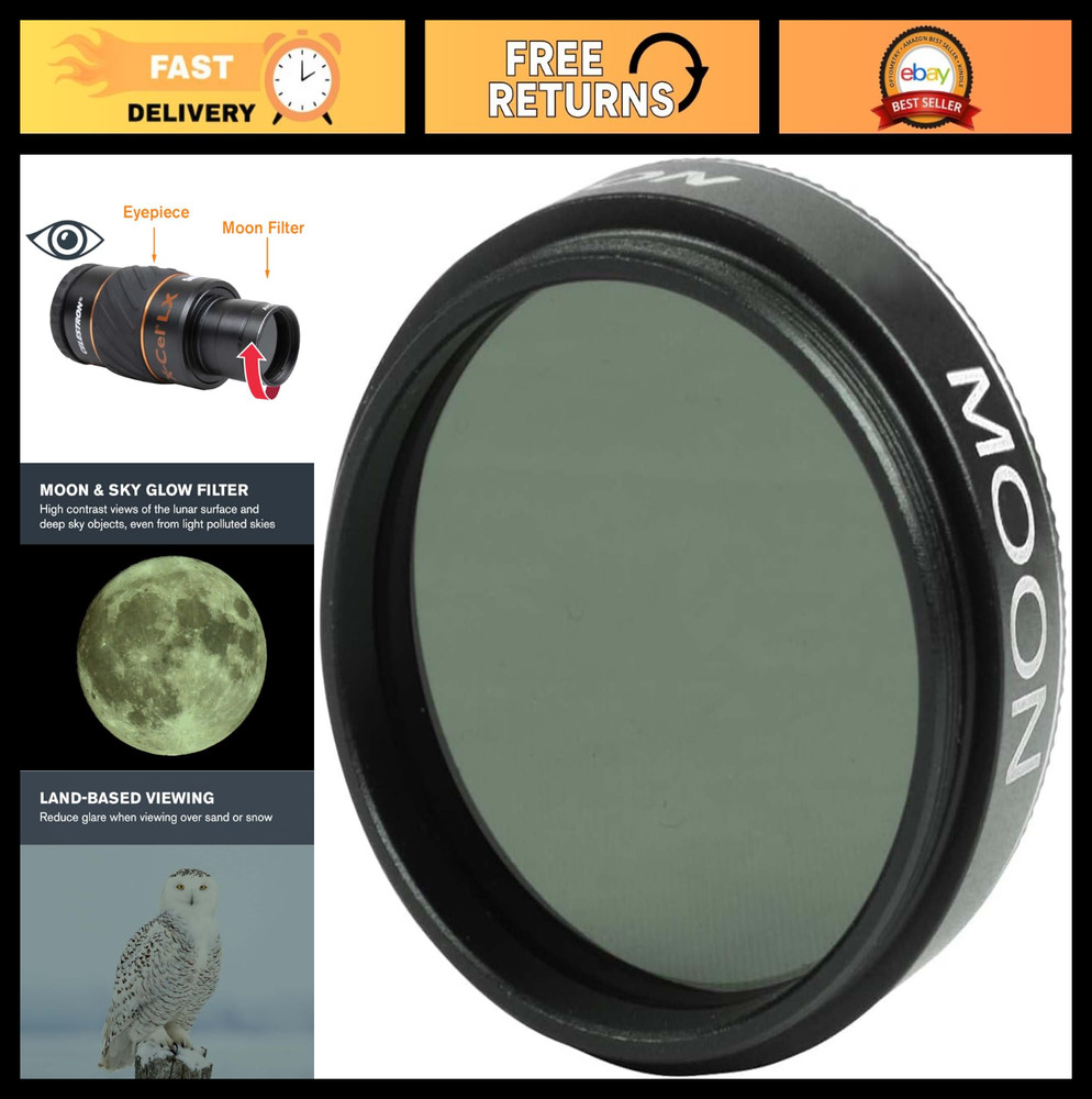 1.25" Moon Filter for Lunar Observation, Bright Planets & Terrestrial Viewing -
