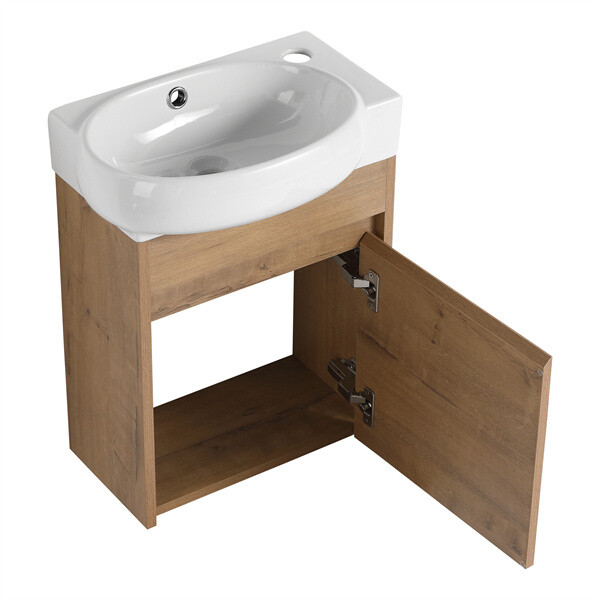 16'' Bathroom Vanity with Ceramic Sink Combo Wall Mounted Small Cabinet