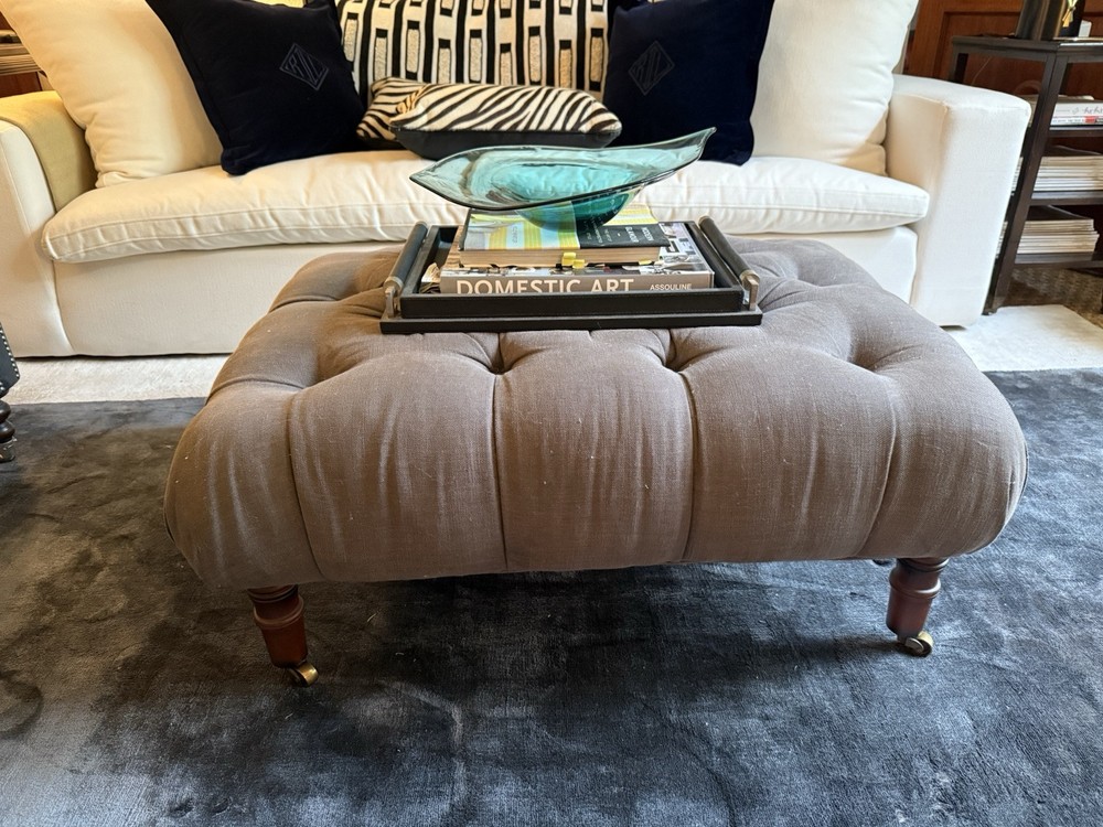 Modern Classic Fabric Upholstered Tufted Ottoman Bench Light Grey