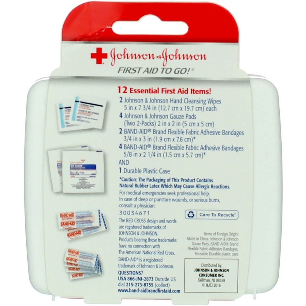 2 Pack Johnson & Johnson To Go First Aid Kit, 12 Ct