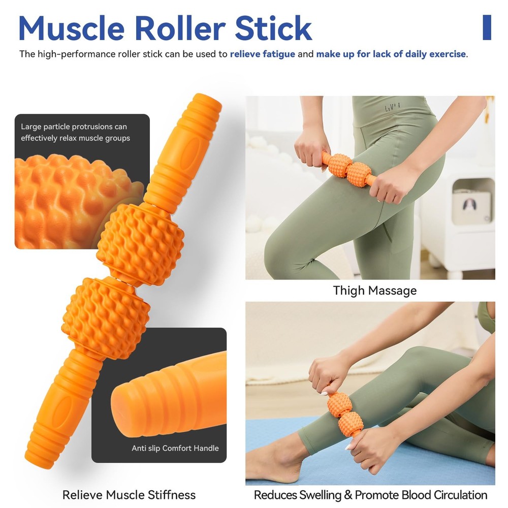 5 in 1 Foam Roller Set - Deep Tissue Foam Roller, Muscle Roller Stick, Massag...