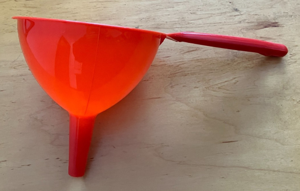 Red Pastic Funnel 5 inch Diameter 5 inch handle