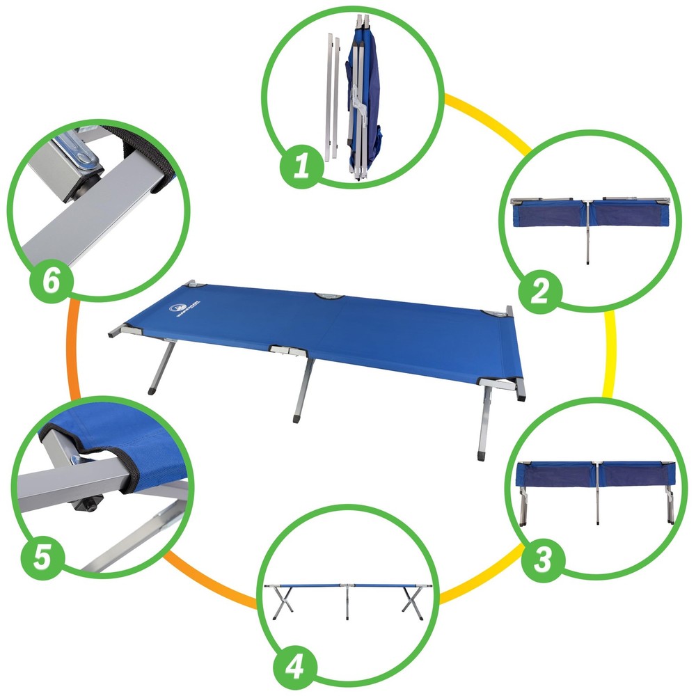 Camping Cot - Portable Folding Camp Bed - 600D Sleeping Cot for Adults with S...