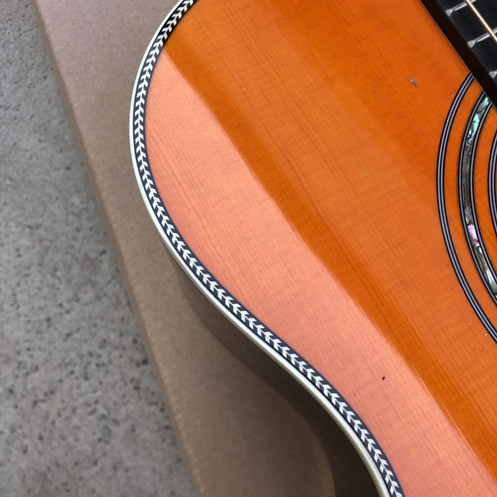 40 Inch Solid Spruce OM Type Acoustic Guitar Fishbone Binding Ebony Fingerboard