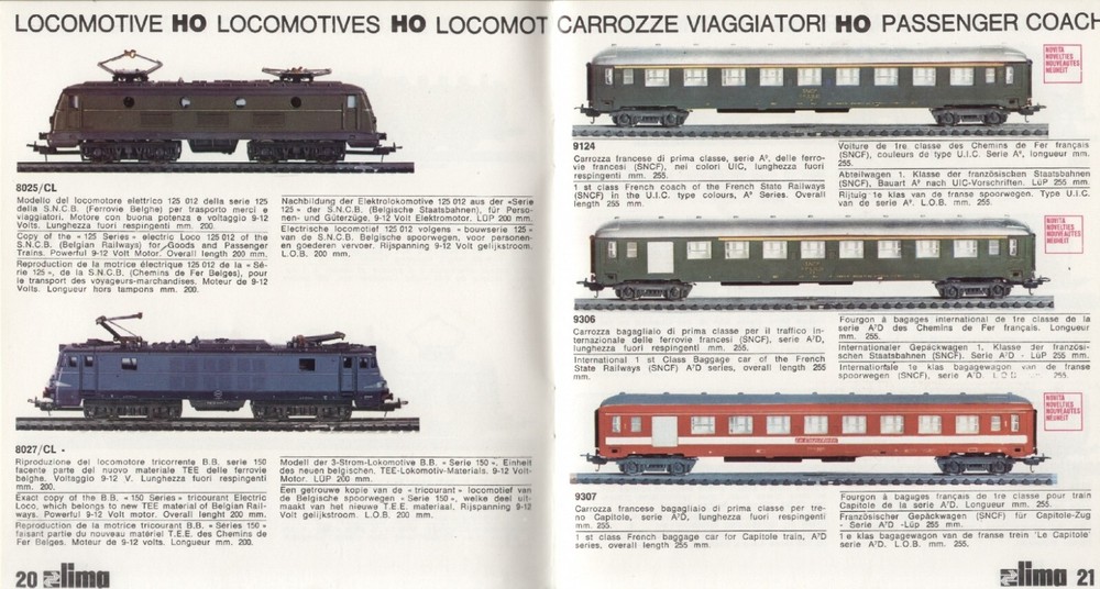catalog LIMA 1970/71 scale HO IT F D E bb