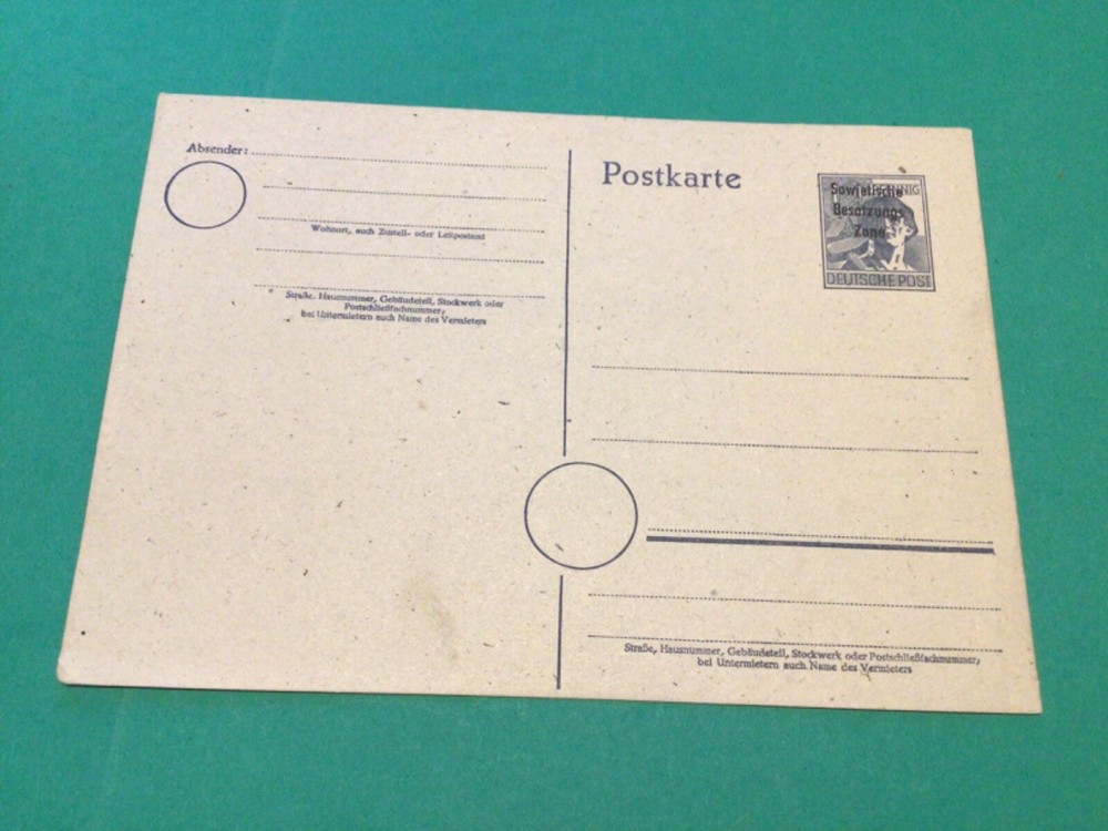 Germany Russian Zone unused card  A17992