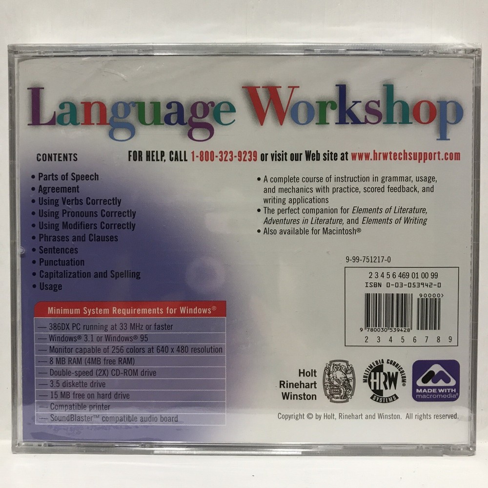 Language Workshop Interactive Multimedia Software Grade 9 (CD-ROM) NEW
