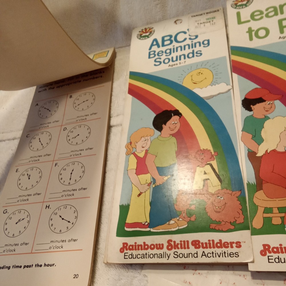 4 Vintage Rainbow Skill Builders Learning activity books Education 4-7 diff pre