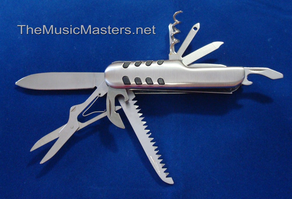 Folding 15 Function Pocket Army Style Knife Camping Boating Multi-Tool w/ Case