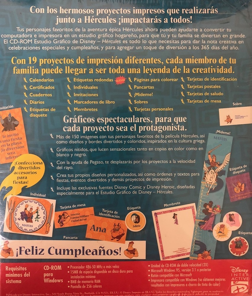 Hercules Print Studio SPANISH Español CD-Rom Software - Make FUN projects!!