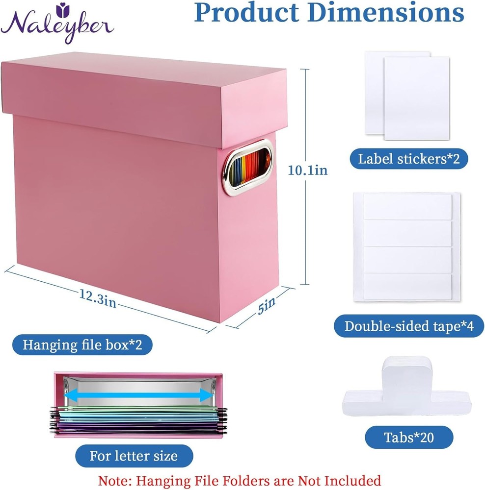 File Organizer Box with Lid & Handle, Thickened Cardboard Hanging File Folder...