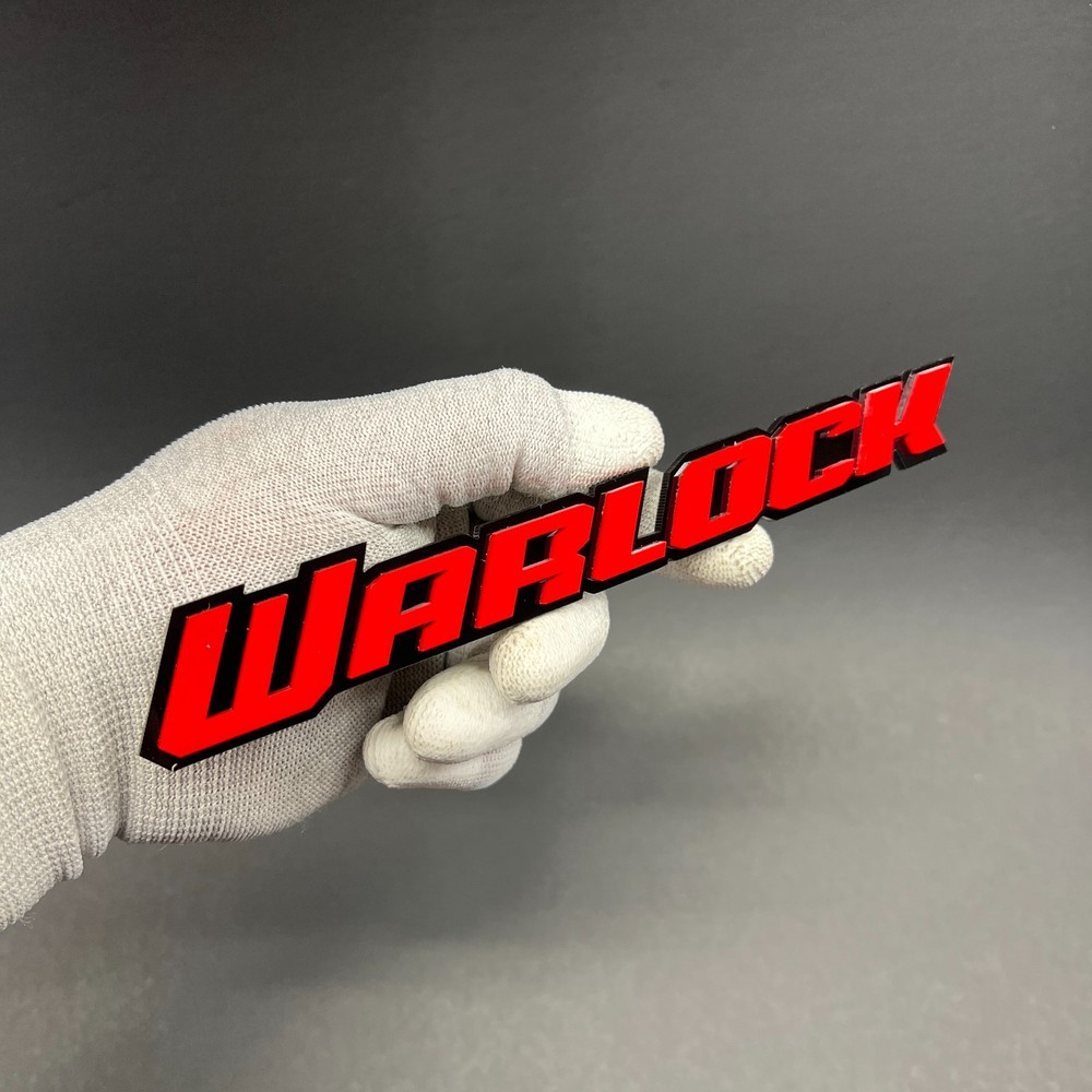 Custom Text WARLOCK 3D Car Emblem – Multicolor Acrylic Car Badge Decal (1PC)
