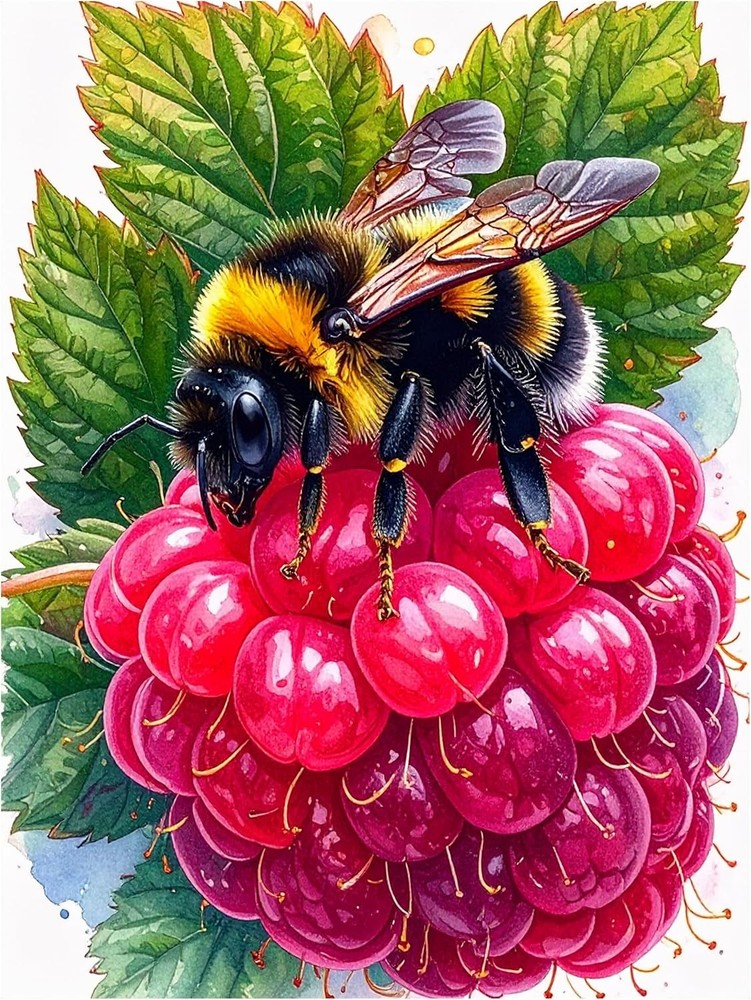 Tile Mural Bee on Raspberry Kitchen Bathroom Wall Art Backsplash Marble Ceramic