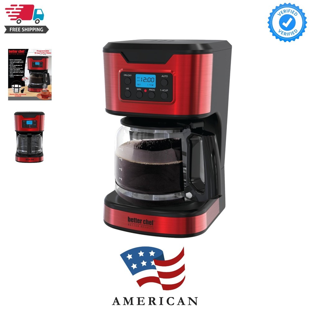 Programmable 12-Cup Coffee Maker | 1-4 Cup Setting | Auto-Pause to Serve | 2h...