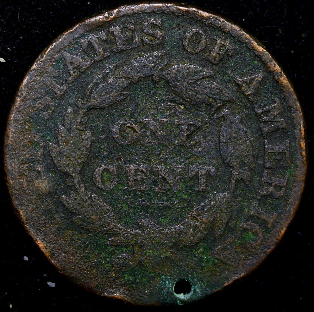 1826 Large Cent. Holed. #D7