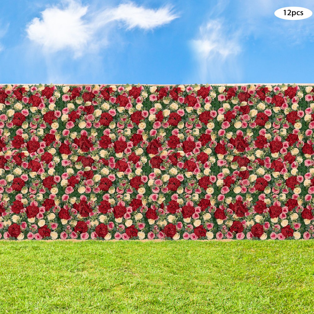 12* Rectangular Flower Walls Silk&Plastic Flower Wall Backdrop Artificial Decor