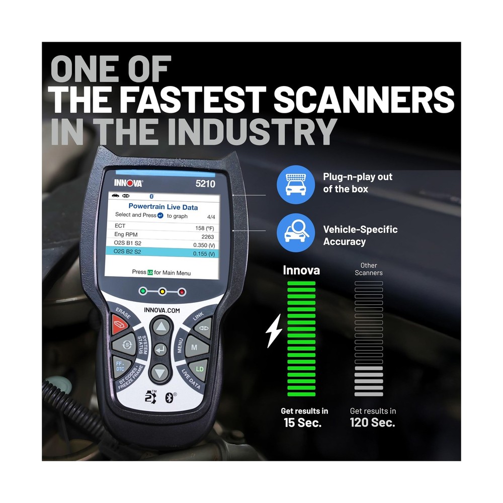 Innova 5210 OBD2 Scanner & Engine Code Reader, Battery Tester, Live Data, Oil...
