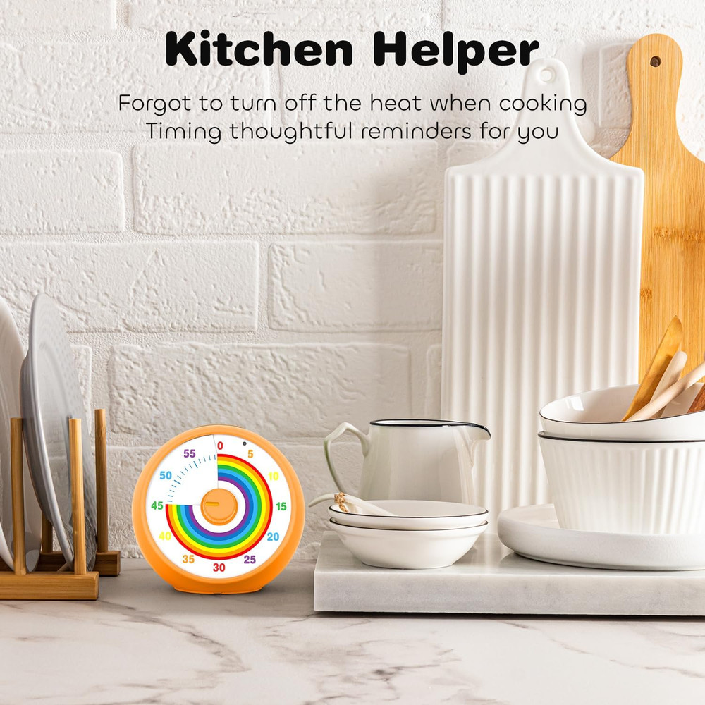 Visual Timer for Kids, 60-Minute Countdown Timer for Classroom Office Kitchen, D