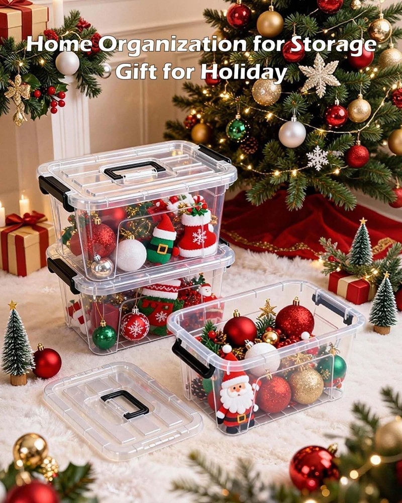 Transparent Stackable Storage Bins 7 Quart, 6 Pack with Handles - Home Organizer