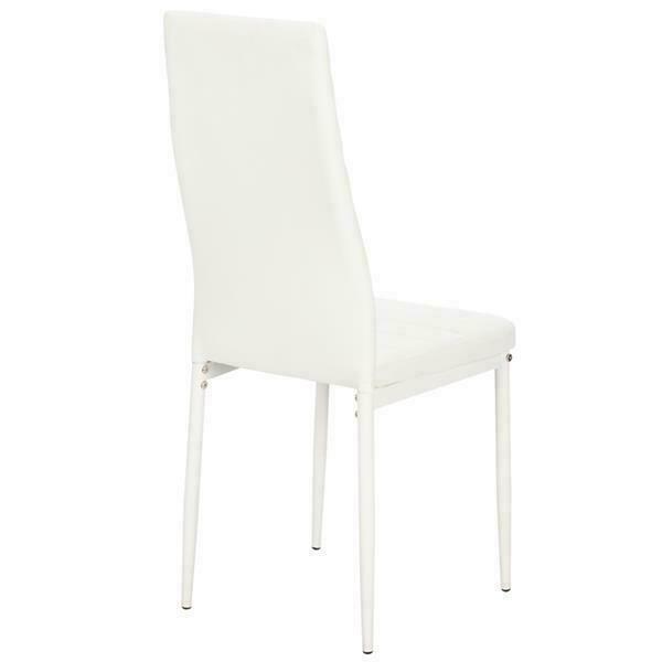 4pcs Home Modern PU Leather Stripping Texture High Backrest Dining Chairs White