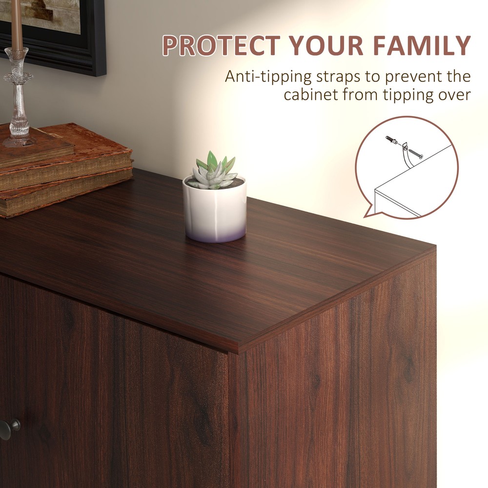 HOMCOM Kitchen Sideboard with 2 Cabinets 3 Drawers Buffet Table, Brown