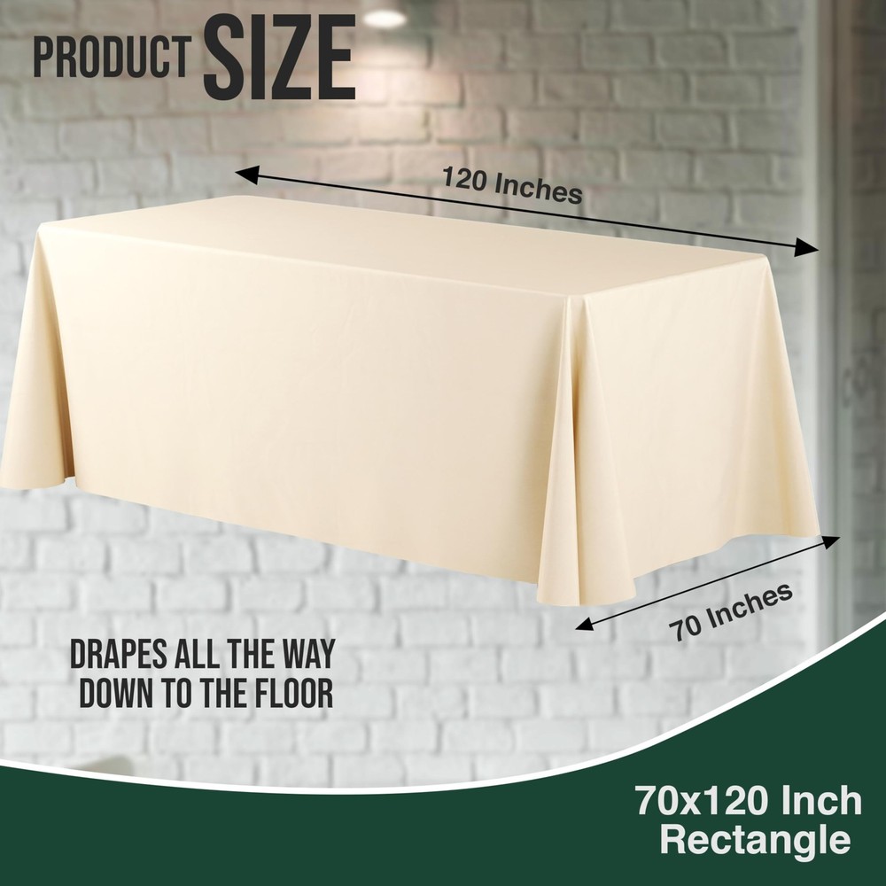 6 Pack Ivory Plastic Table Cloth - 70 x 120" Rectangle Disposable Tablecloth ...