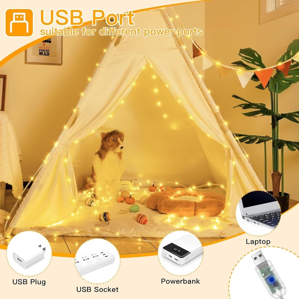 USB Rope Lights Indoor Color Changing, 33FT 100 LED String Lights with Remote...