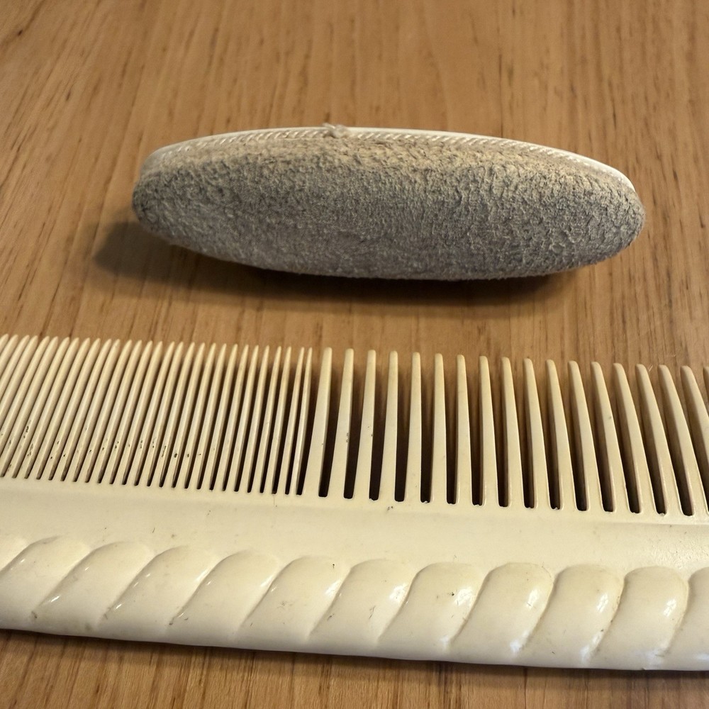 Fancy Vanity Victorian Celluloid Embossed Box with Comb Brush *READ*