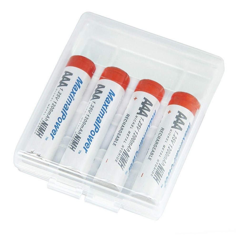 MaximalPower 4PC AA/AAA Batteries with Clear Battery Case + Battery Tester