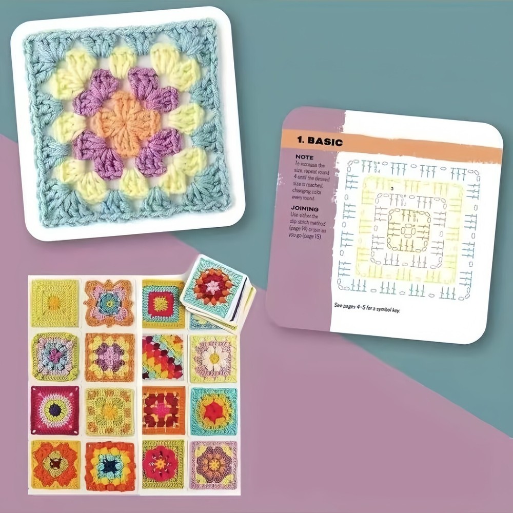 Beginner Crochet Kit: Mixed Plaid Pattern & Dynamic Card Kit - Easy Crochet