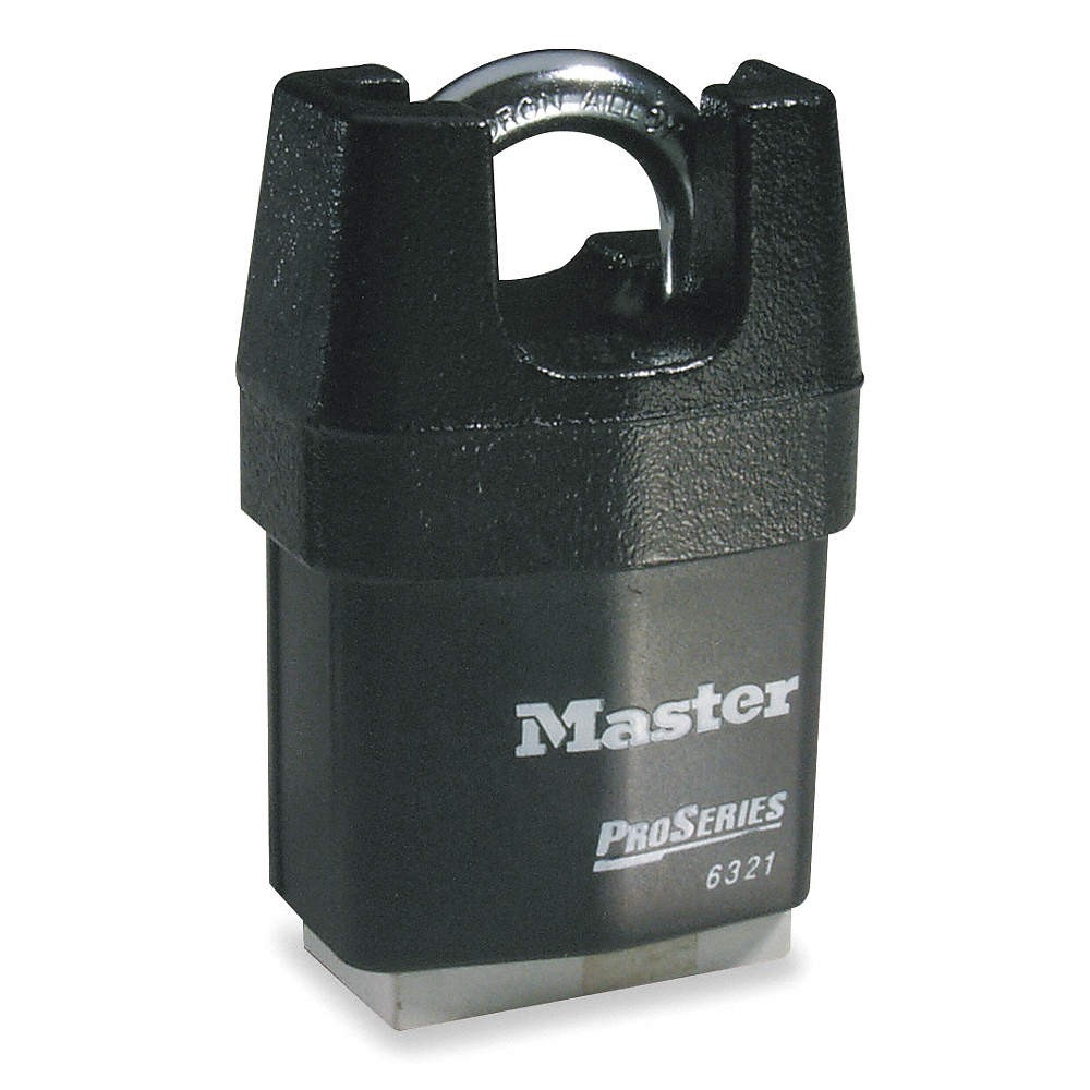 MASTER LOCK 6321 Keyed Padlock, 7/8 in,Rectangle,Black 6T410