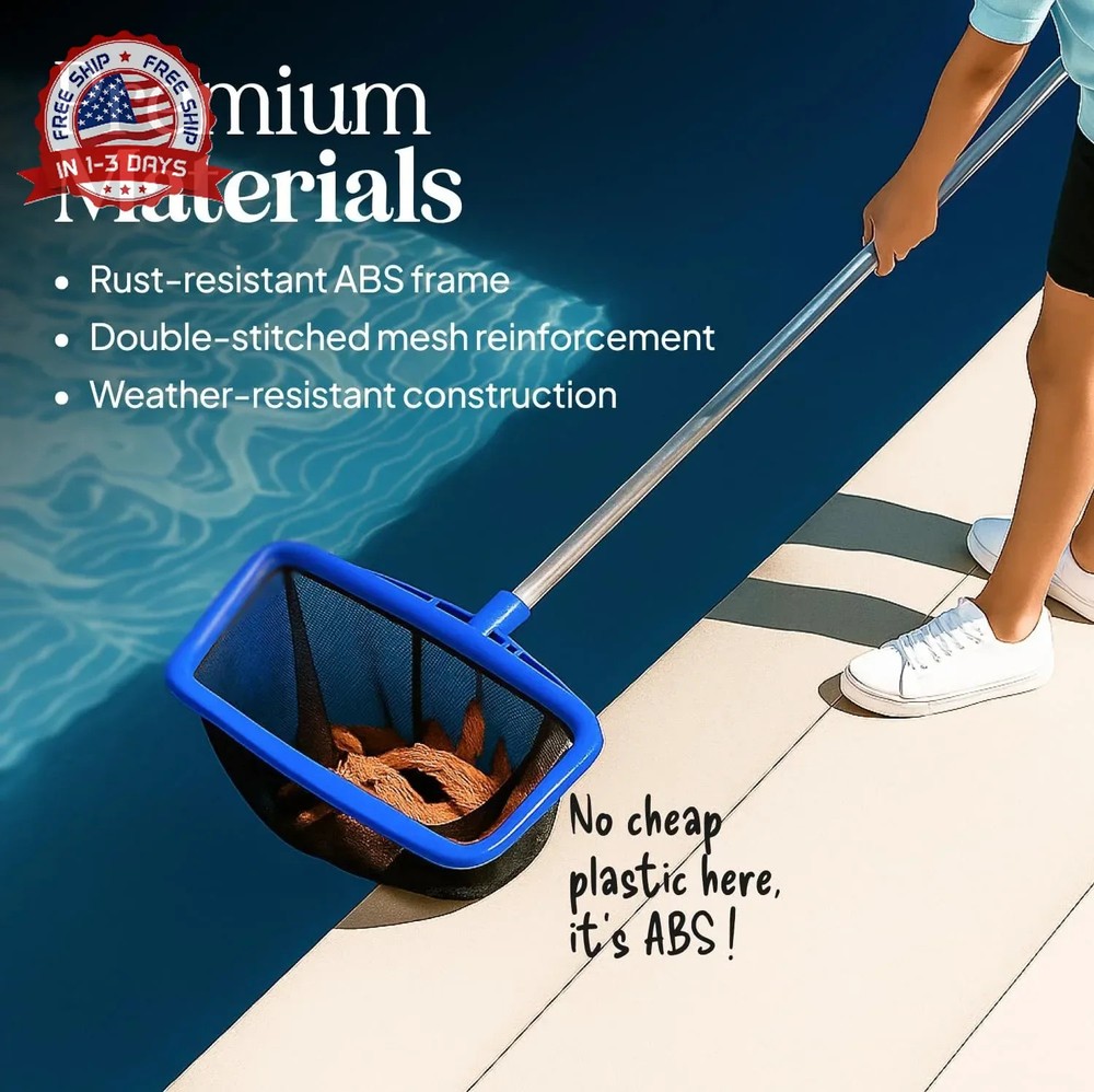 Lime Ultra-Durable Pool Skimmer Net - Deep Fine Mesh for Efficient Leaf & Debris