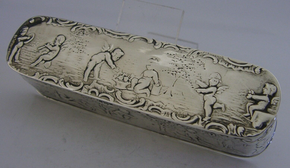 STUNNING ENGLISH IMPORT SOLID SILVER TABLE SNUFF TRINKET BOX 1901 ANTIQUE 88g