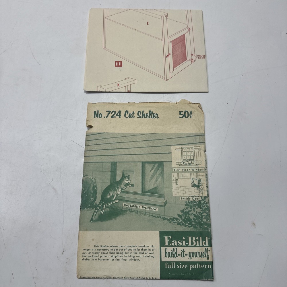 DIY WOODWORKING PATTERN 724 EASI BILD  1952 Cat Shelter
