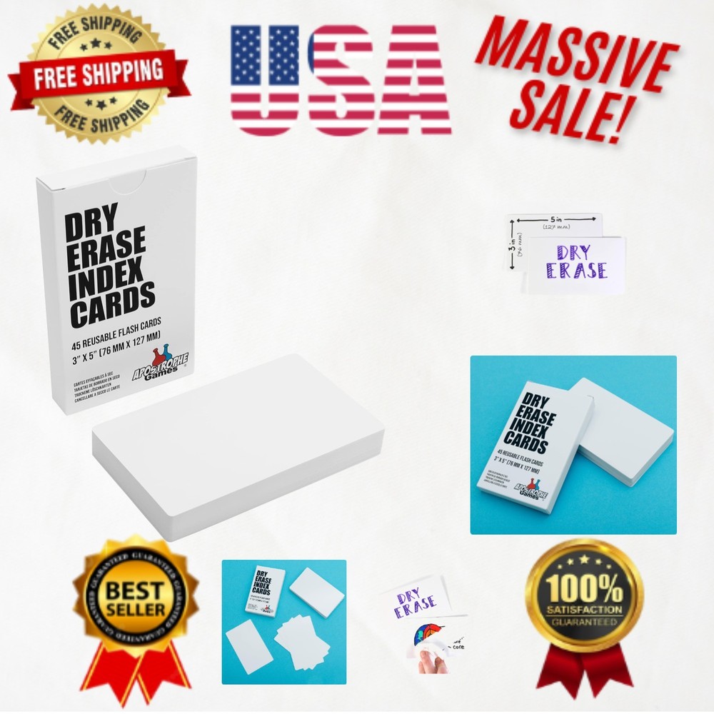 Versatile 45-Pack Dry Erase Flash Cards - Perfect for Work, School, and Play