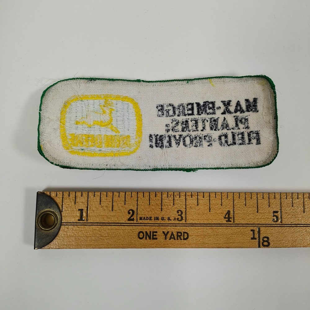 Embroidered John Deere patch for "MAX-EMERGE PLANTERS".