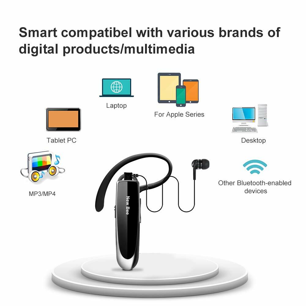 New Bee Bluetooth Wireless Handsfree Headset for iPhone Android Samsung Laptop